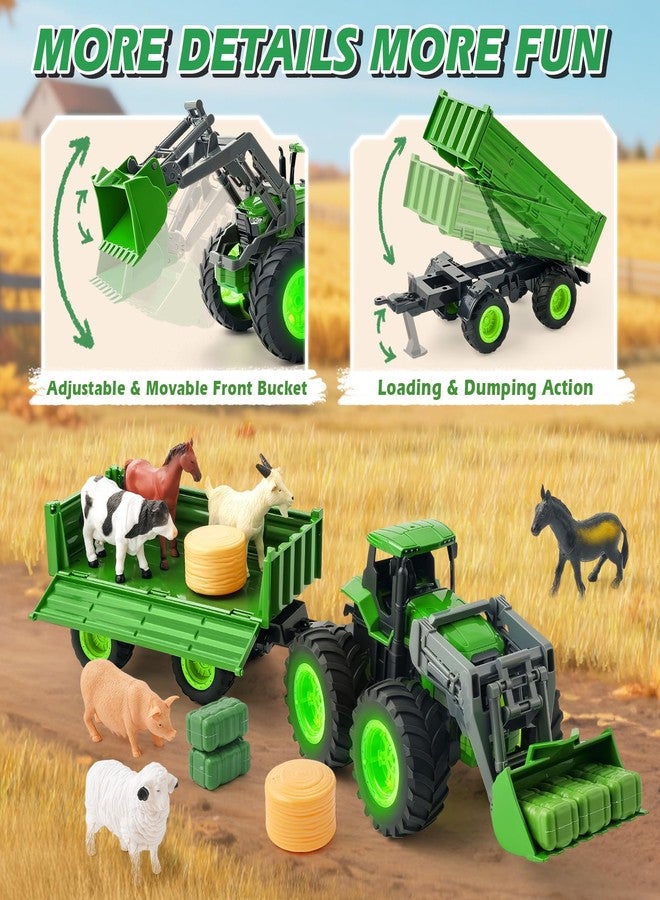 BAYSING Remote Control Tractor Toy, Kids RC Tractor Set with Truck & Trailer and Light/Loading/8 Wheel, 2.4 Ghz RC Farm Vehicle Toys, Animal Farm Kids Toy for 3 4 5 6 7 8 9 Year Old Boys Girls Birthday Gift - Image 3
